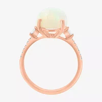 Effy Final Call Womens 1/7 CT. T.W. Genuine White Opal 14K Rose Gold Cocktail Ring