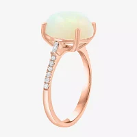 Effy Final Call Womens 1/7 CT. T.W. Genuine White Opal 14K Rose Gold Cocktail Ring