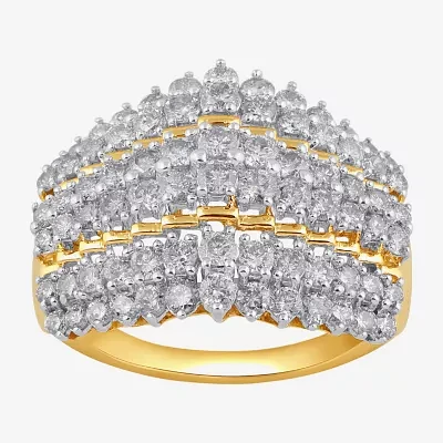 Womens CT. T.W. Lab Grown White Diamond 10K Gold Cocktail Ring