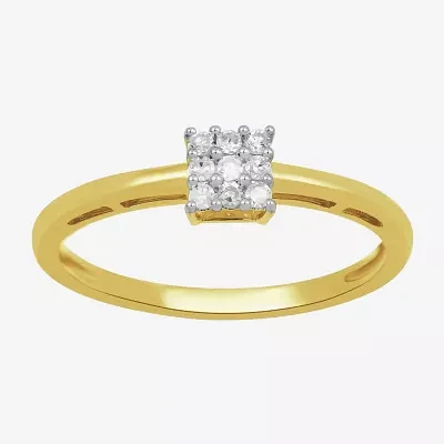 (I / I2) Womens 1/10 CT. T.W. Lab Grown White Diamond 10K Gold Engagement Ring