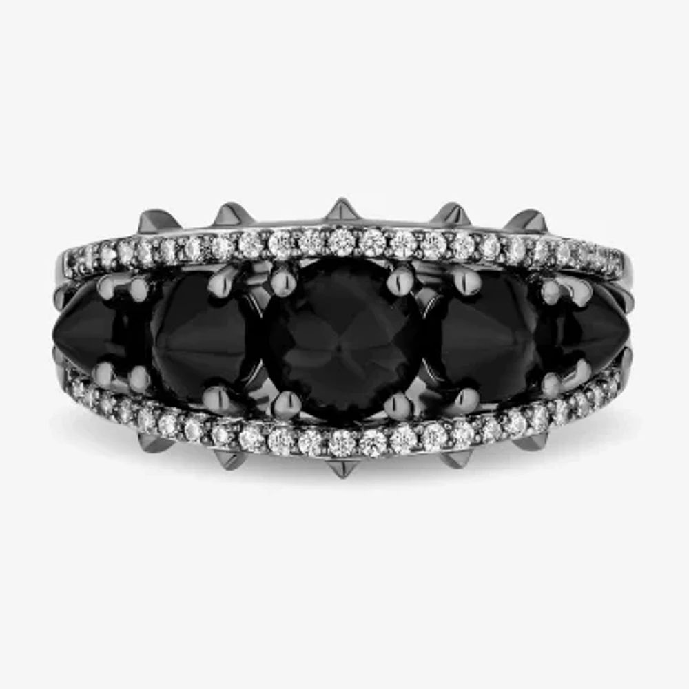 Enchanted Disney Fine Jewelry Villains 1/5 CT. Genuine Black Onyx Sterling Silver Round Maleficent Band
