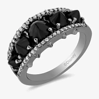 Enchanted Disney Fine Jewelry Villains 1/5 CT. Genuine Black Onyx Sterling Silver Round Maleficent Band