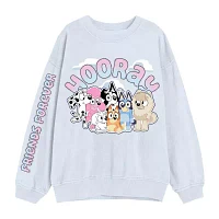 Little & Big Girls Crew Neck Long Sleeve Bluey Pullover Sweater