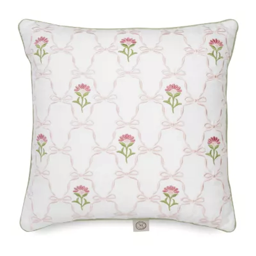 Martha Stewart Esmerelda Bow Square Throw Pillow