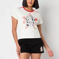 Juniors Womens Crew Neck Short Sleeve Mickey and Friends Graphic T-Shirt