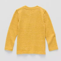 Okie Dokie Toddler & Little Boys Textured Knit Crew Neck Long Sleeve T-Shirt