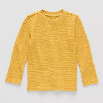 Okie Dokie Toddler & Little Boys Textured Knit Crew Neck Long Sleeve T-Shirt