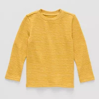 Okie Dokie Toddler & Little Boys Textured Knit Crew Neck Long Sleeve T-Shirt