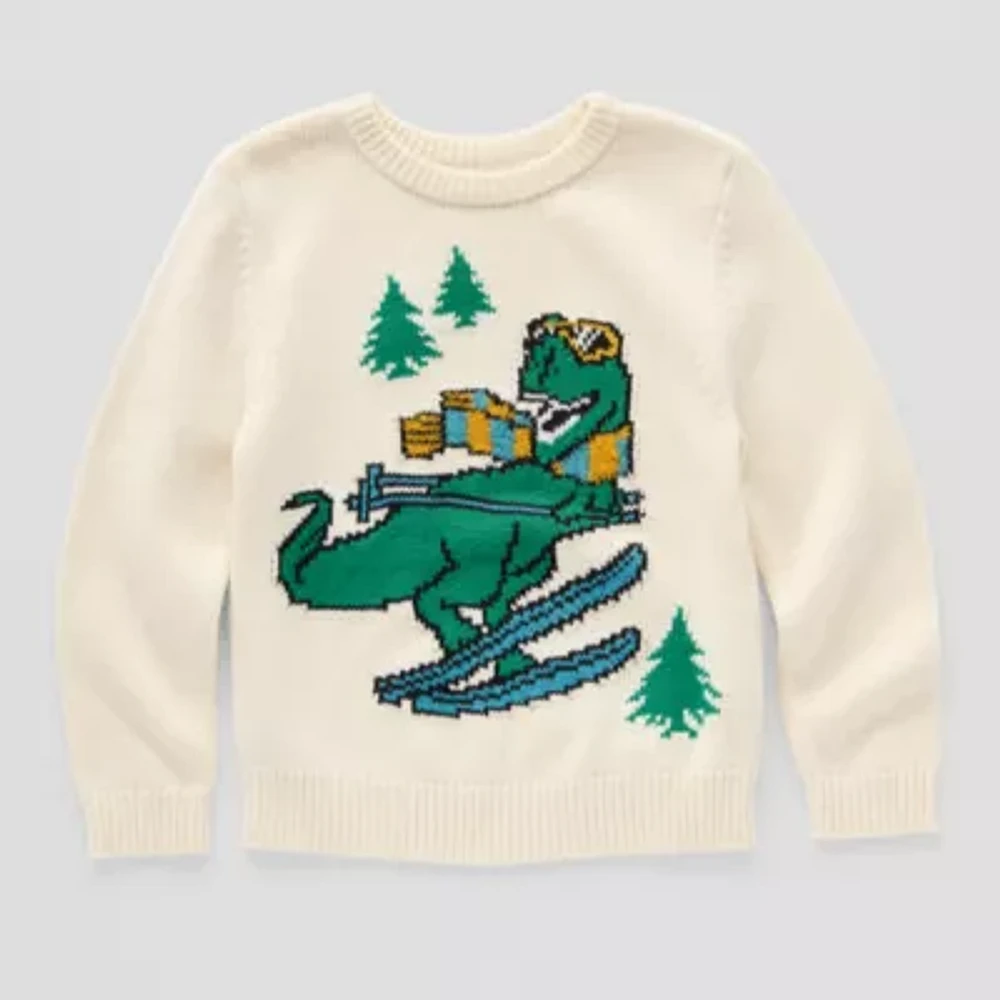 Okie Dokie Toddler & Little Boys Crew Neck Long Sleeve Pullover Sweater