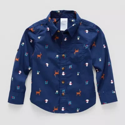 Okie Dokie Toddler & Little Boys Long Sleeve Button-Down Shirt