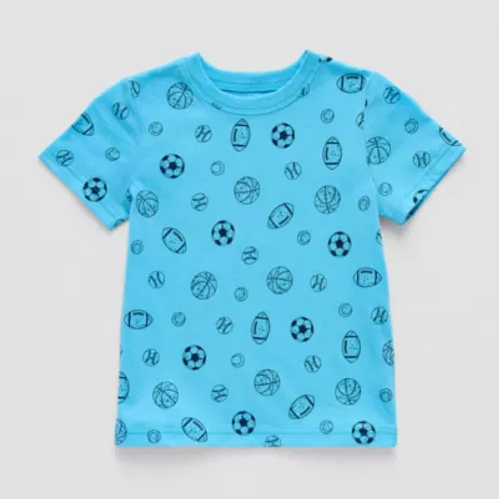 Okie Dokie Toddler & Little Boys Active Crew Neck Short Sleeve Graphic T-Shirt