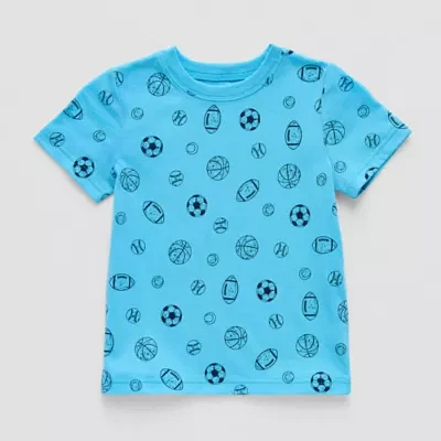 Okie Dokie Toddler & Little Boys Active Crew Neck Short Sleeve Graphic T-Shirt