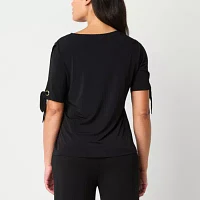 Liz Claiborne Womens V Neck Short Sleeve Blouse