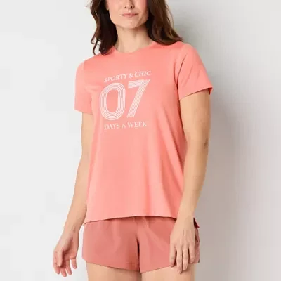 Xersion Womens Crew Neck Short Sleeve Graphic T-Shirt