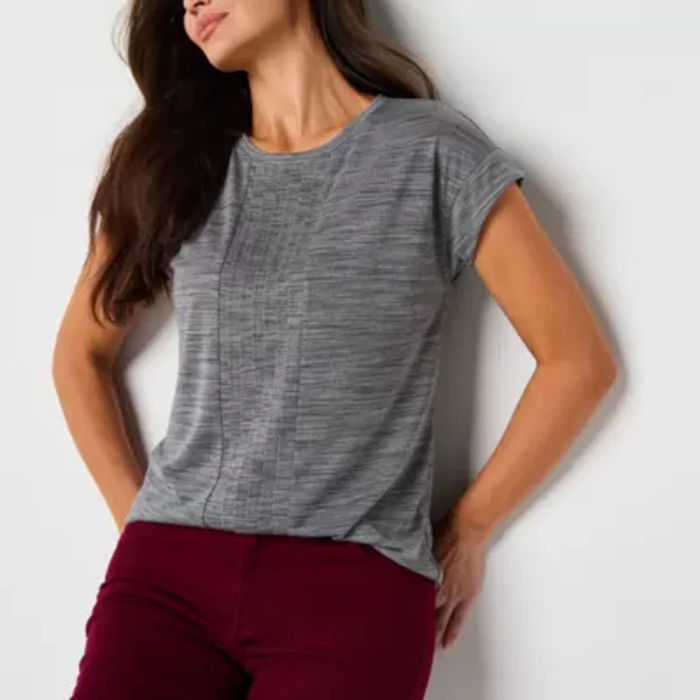 Liz Claiborne Womens Crew Neck Short Sleeve T-Shirt