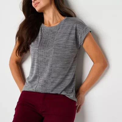 Liz Claiborne Womens Crew Neck Short Sleeve T-Shirt