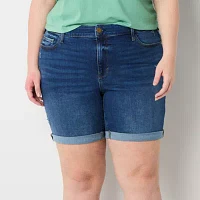 a.n.a Womens High Rise Denim Short-Plus