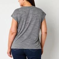 Liz Claiborne Womens Plus Crew Neck Short Sleeve T-Shirt