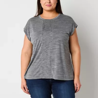 Liz Claiborne Womens Plus Crew Neck Short Sleeve T-Shirt