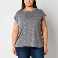 Liz Claiborne Womens Plus Crew Neck Short Sleeve T-Shirt