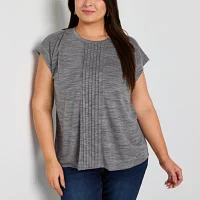 Liz Claiborne Womens Plus Crew Neck Short Sleeve T-Shirt