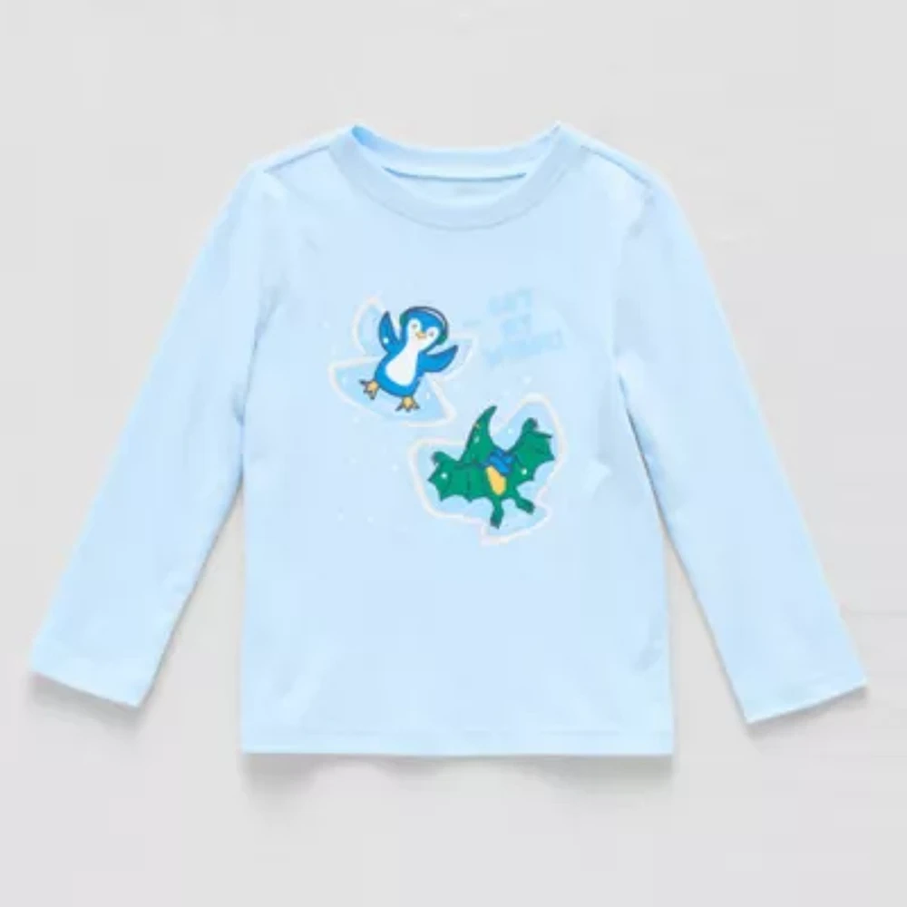 Okie Dokie Toddler & Little Boys Crew Neck Long Sleeve Graphic T-Shirt