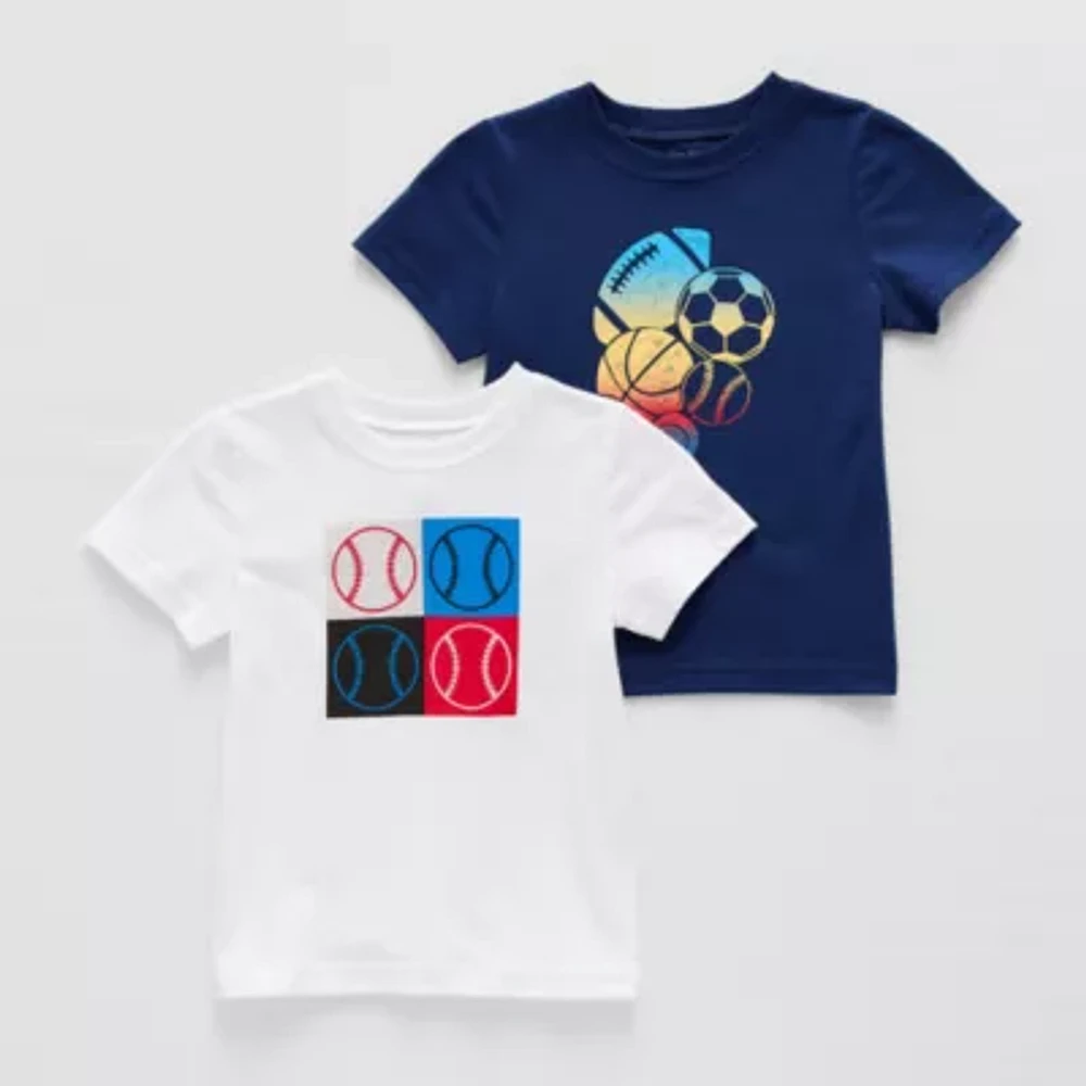 Okie Dokie Toddler & Little Boys Active 2-pc. Crew Neck Short Sleeve Graphic T-Shirt