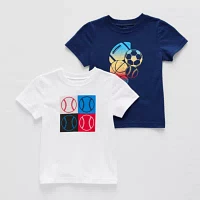 Okie Dokie Toddler & Little Boys Active 2-pc. Crew Neck Short Sleeve Graphic T-Shirt