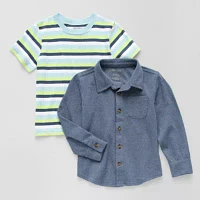 Okie Dokie Toddler & Little Boys 2-pc. T-Shirt Button-Down Shirt Set