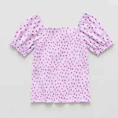 Thereabouts Little & Big Girls Square Neck Short Sleeve T-Shirt