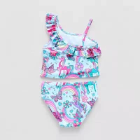 Okie Dokie Toddler & Little Girls Unicorn Tankini Set