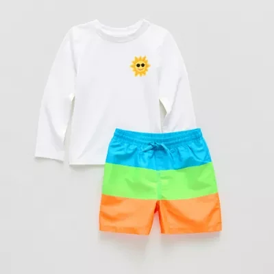 Okie Dokie Boys Striped Rash Guard Set