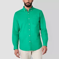 St. John's Bay Garment Dyed Oxford Mens Classic Fit Long Sleeve Button-Down Shirt