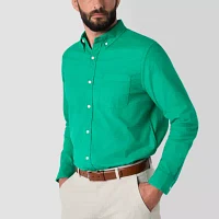 St. John's Bay Garment Dyed Oxford Mens Classic Fit Long Sleeve Button-Down Shirt