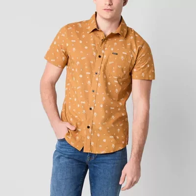 RVCA Mens Short Sleeve Button-Down Shirt