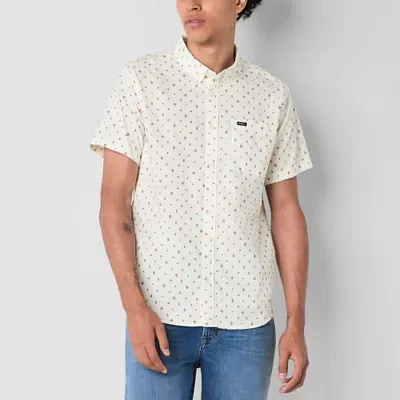 RVCA Mens Regular Fit Short Sleeve Button-Down Shirt