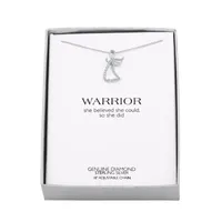 Diamond Accent "Warrior" Womens Diamond Accent Mined White Diamond Sterling Silver Angel Pendant Necklace