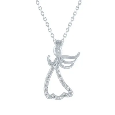 Diamond Accent "Warrior" Womens Diamond Accent Natural White Diamond Sterling Silver Angel Pendant Necklaces