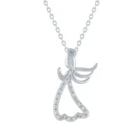 Diamond Accent "Warrior" Womens Diamond Accent Natural White Diamond Sterling Silver Angel Pendant Necklace