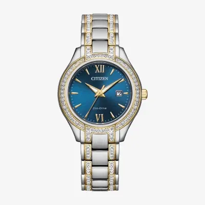 Citizen Silhouette Crystal Womens Crystal Accent Two Tone Stainless Steel Bracelet Watch Fe1234-50l