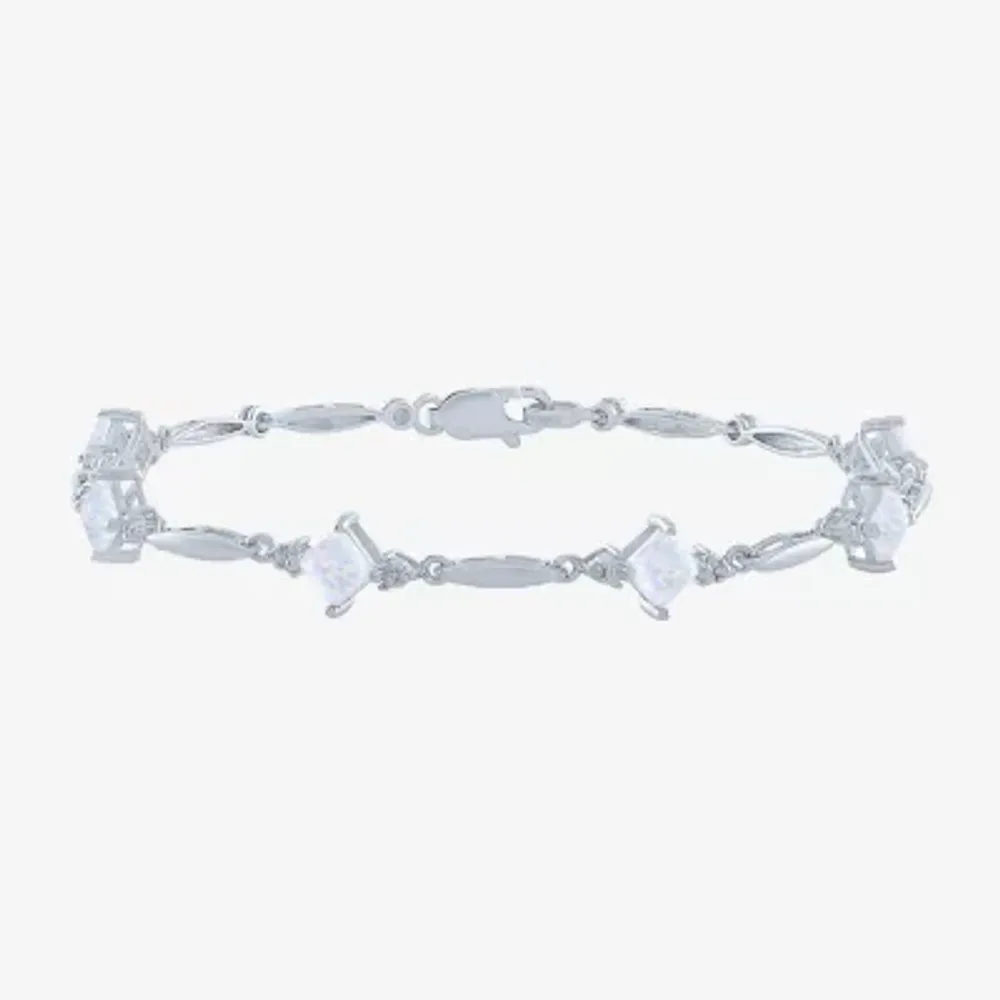 Lab Created White Opal Sterling Silver Tennis Bracelet