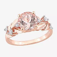Womens Genuine Pink Morganite 10K Rose Gold Cocktail Ring