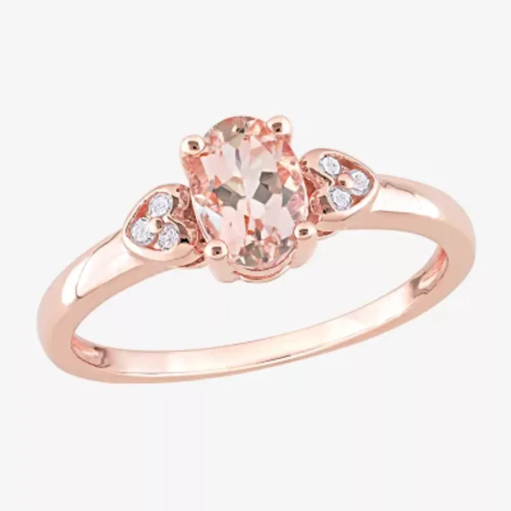 Womens Genuine Pink Morganite 18K Rose Gold Over Silver Cocktail Ring