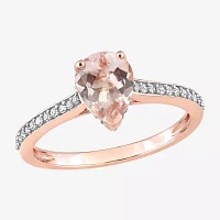 Womens Genuine Pink Morganite 10K Rose Gold Cocktail Ring