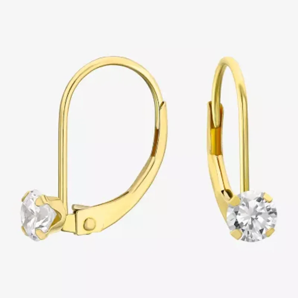 White Cubic Zirconia 14K Gold Drop Earrings