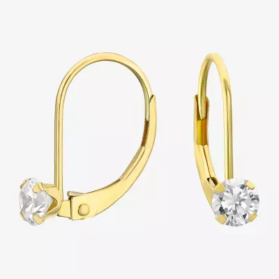 White Cubic Zirconia 14K Gold Drop Earrings