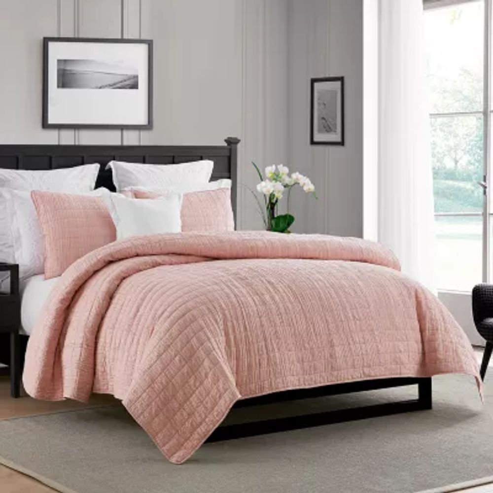 Swift Home Lightweight Oversized Enzyme Washed Crinkle Quilt Coverlet Bedspread Set