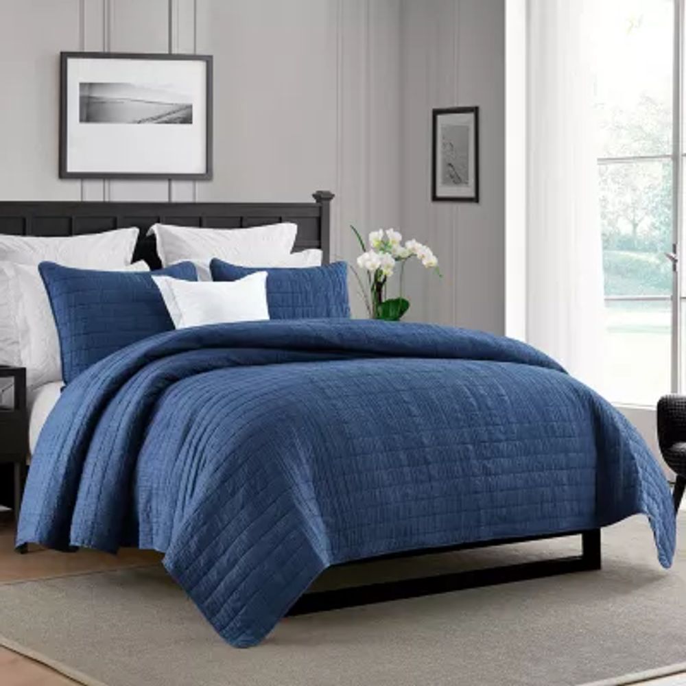 Swift Home Lightweight Oversized Enzyme Washed Crinkle Quilt Coverlet Bedspread Set
