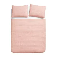 Swift Home Lightweight Oversized Enzyme Washed Crinkle Quilt Coverlet Bedspread Set