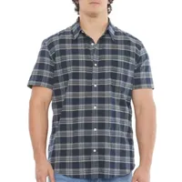 mutual weave Big and Tall Mens Regular Fit Short Sleeve Plaid Button-Down Shirt